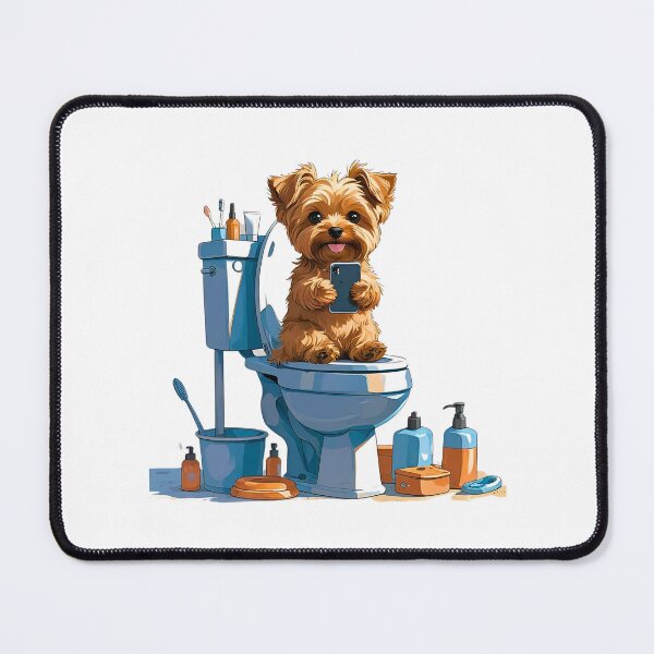 Item preview, Funny Yorkipoo on Toilet Cartoon – Dog with Smartphone Humor designed and sold by Fredster1966.
