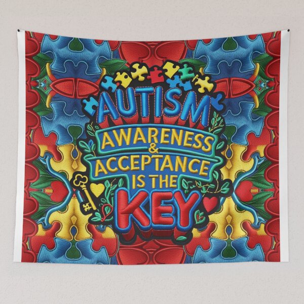 Item preview, Autism Awareness and Acceptance Is the Key Embroidered Patch designed and sold by ArtDesignTp.