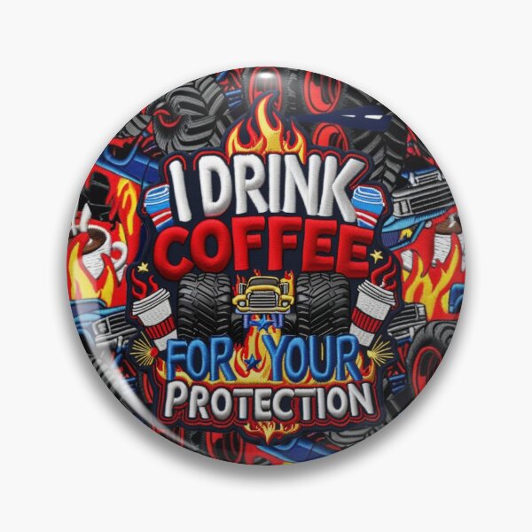 Item preview, Funny Coffee Monster Truck Flame Embroidered Patch designed and sold by ArtDesignTp.