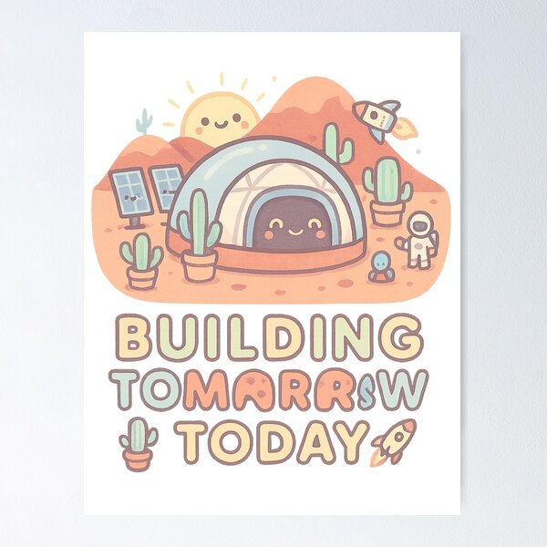 Item preview, Building Tomorrow Today – Adorable Martian Colony Life designed and sold by NovaMoodCo.
