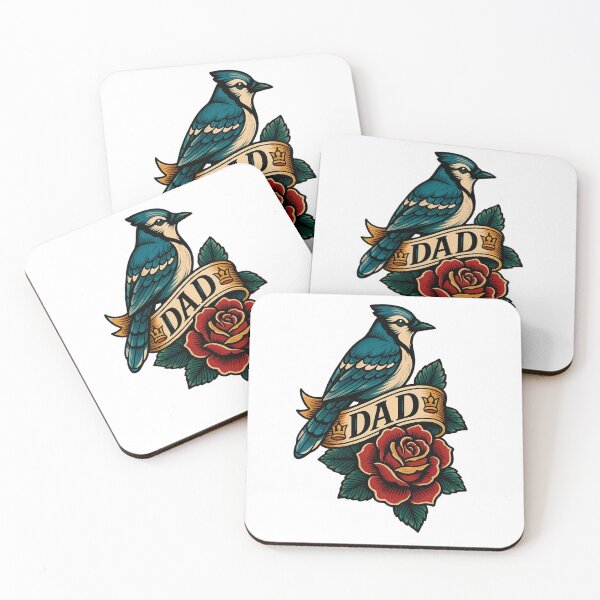 Item preview, Blue Jay, Rose and Dad Flash Art Tattoo  designed and sold by gemneye.