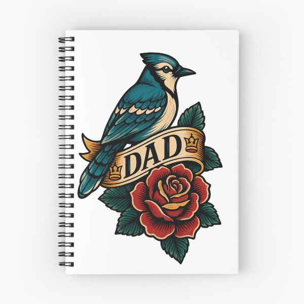 Item preview, Blue Jay, Rose and Dad Flash Art Tattoo  designed and sold by gemneye.
