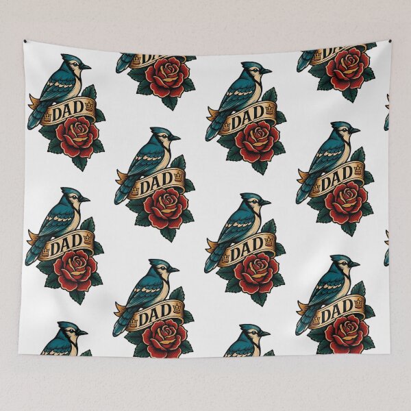 Item preview, Blue Jay, Rose and Dad Flash Art Tattoo  designed and sold by gemneye.