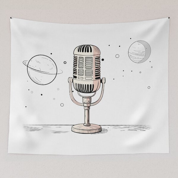 Item preview, Vintage Microphone in Space - Retro Sci-Fi Recording designed and sold by falcon930.
