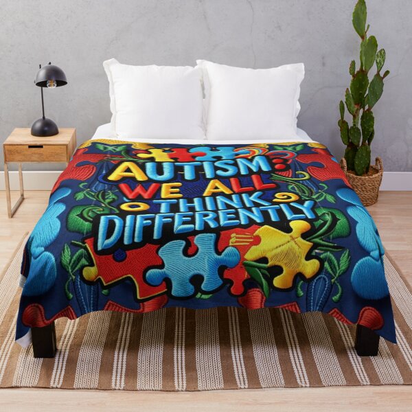 Item preview, Autism We All Think Differently Colorful Embroidered Patch designed and sold by ArtDesignTp.
