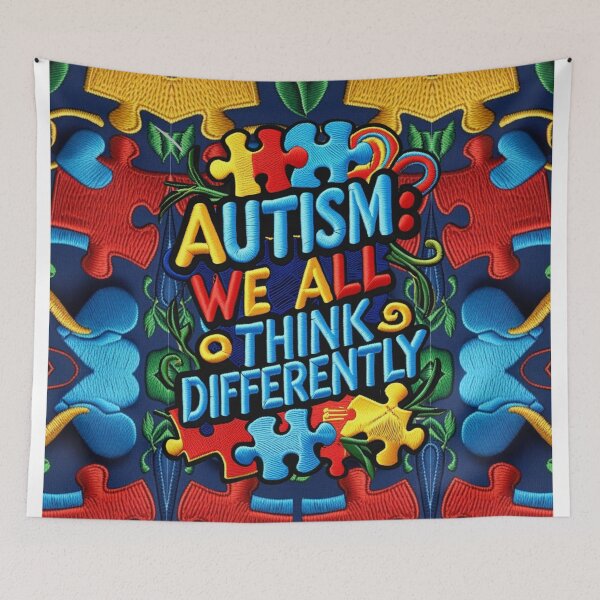 Item preview, Autism We All Think Differently Colorful Embroidered Patch designed and sold by ArtDesignTp.