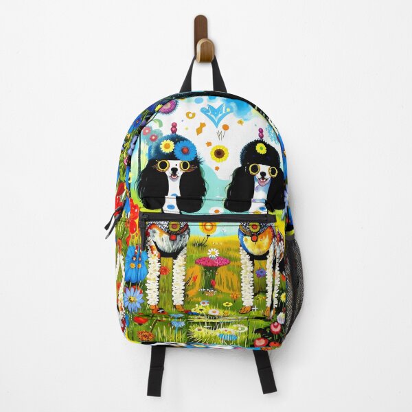 Item preview, Charming twin poodles in a mysterious magical forest with colorful flowers. designed and sold by Natalia-Vlad.