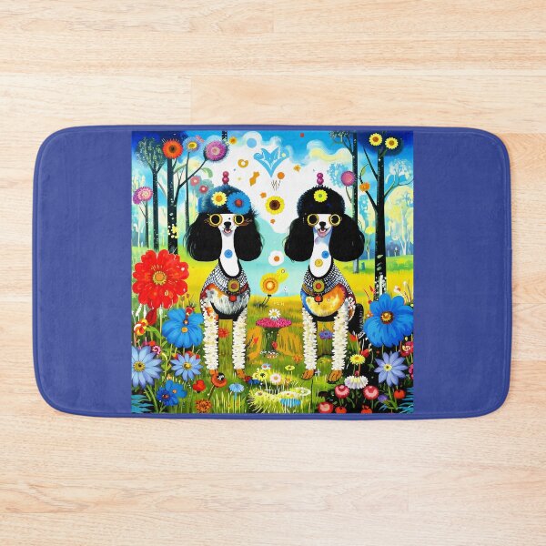 Item preview, Charming twin poodles in a mysterious magical forest with colorful flowers. designed and sold by Natalia-Vlad.