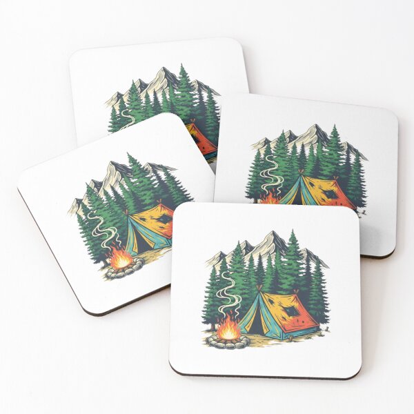 Item preview, Mountain Campfire Camping Illustration designed and sold by MobredsShop.