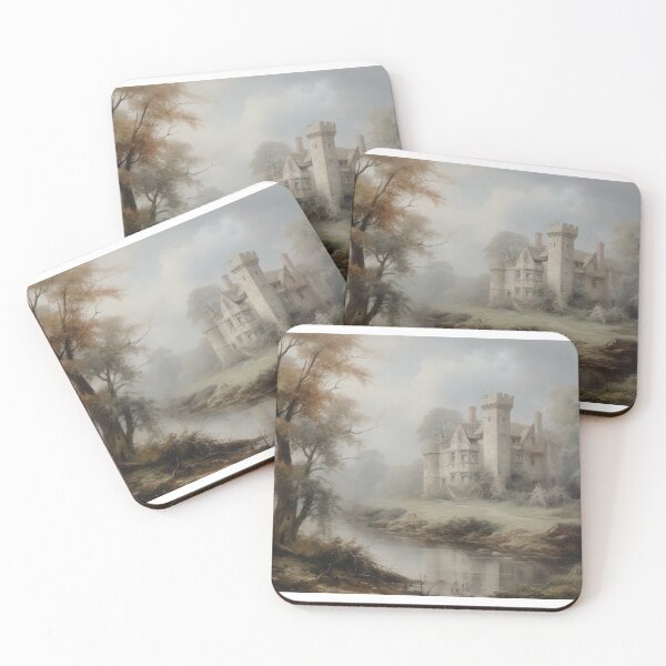 Item preview, Misty Riverside Castle Painting designed and sold by Timeless Ink.