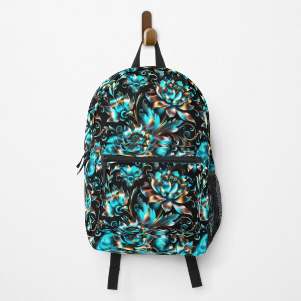 Item preview, Fire and Ice 3D Lotus Flower Pattern | Teal and Copper Metallic Floral Design designed and sold by Juliette Ozkalfayan.