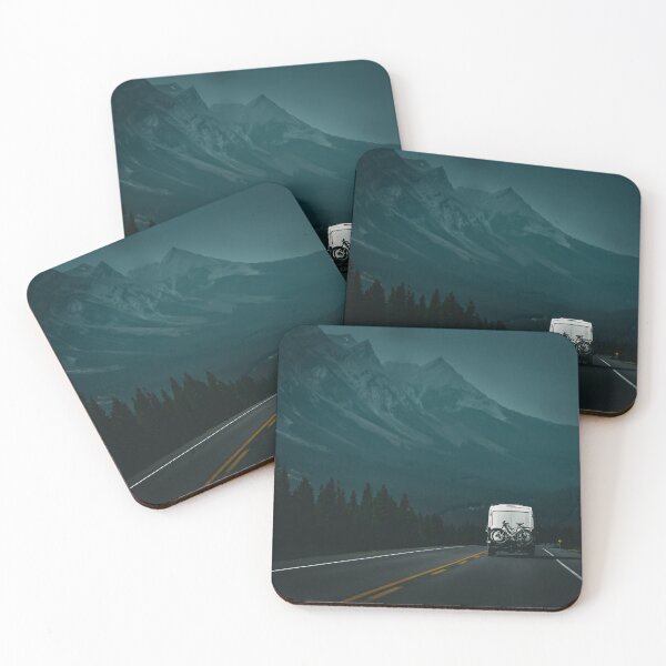 Item preview, Van with a bike on the back is driving down the mountain road designed and sold by InkinZ.