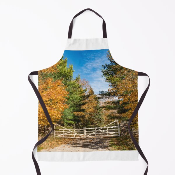 Item preview, Autumn scene with a wooden gate in front of a dirt road designed and sold by Roxane Bay.