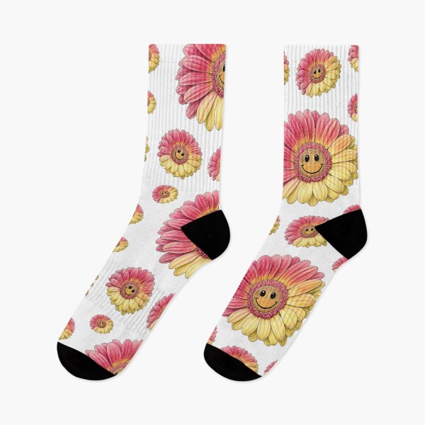 Item preview, Yellow and Pink Gerbera Daisy Smiley Face | Cute Floral Happy Face Design designed and sold by PnrArtDesign.