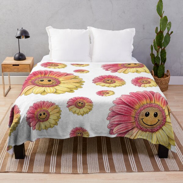 Item preview, Yellow and Pink Gerbera Daisy Smiley Face | Cute Floral Happy Face Design designed and sold by PnrArtDesign.