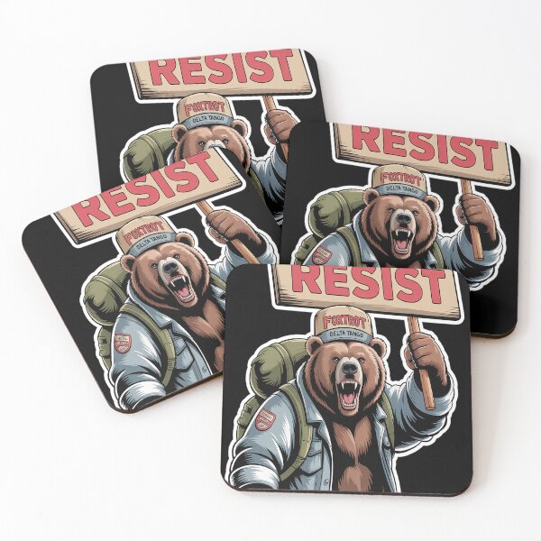 Item preview, Resist Bear Sticker, Foxtrot Delta Tango Anti MAGA designed and sold by Nekusa.