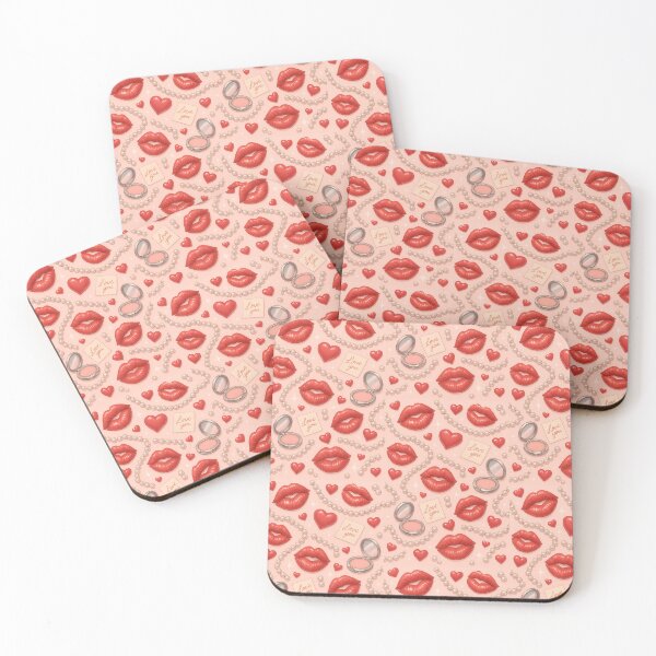 Item preview, Lipstick Kisses & Hearts seamless pattern design, conqutte design  designed and sold by Creativeeworld777.