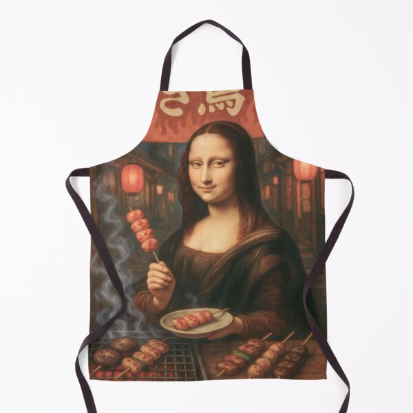 Item preview, Mona Lisa Grilling Yakitori in Japanese Alley Night designed and sold by mildaclairmo.