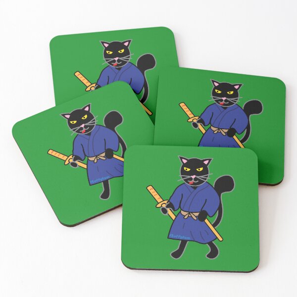 Item preview, Samurai black cat designed and sold by fluffyfamcraft.