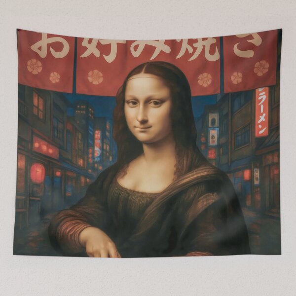 Item preview, Mona Lisa Cutting Okonomiyaki in Night Street designed and sold by mildaclairmo.