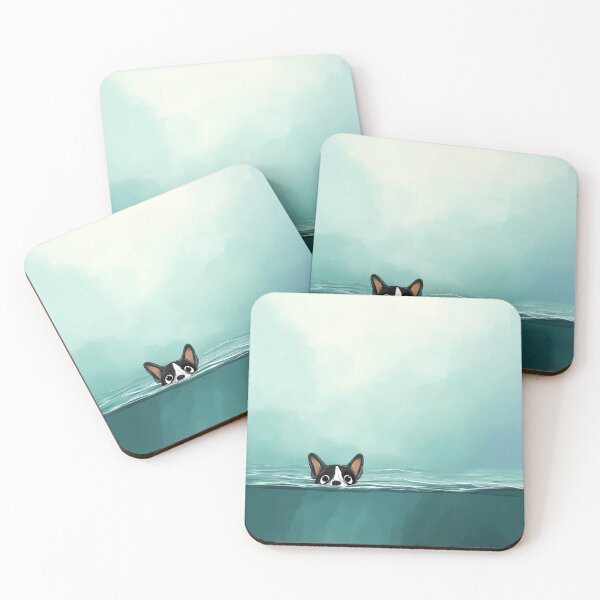 Item preview, Cute Dog Swimming Illustration - Funny Puppy Peeking Over Water designed and sold by Art of Ngu.