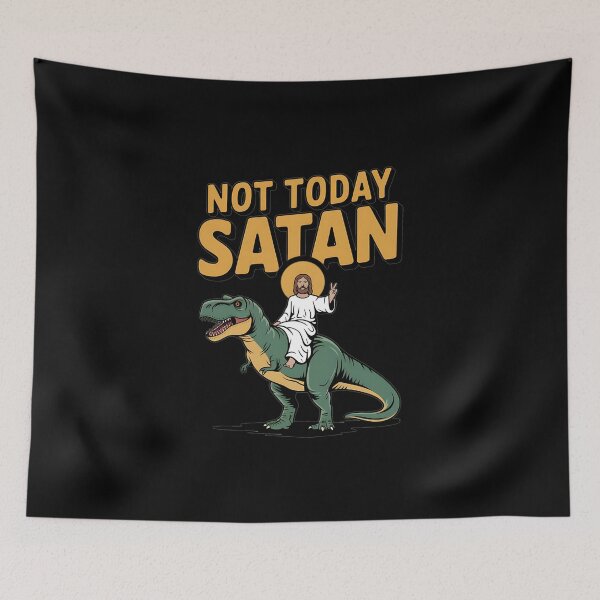 Item preview, Not Today Satan Jesus Riding Dinosaur T Rex designed and sold by MAKOPOKOShop.