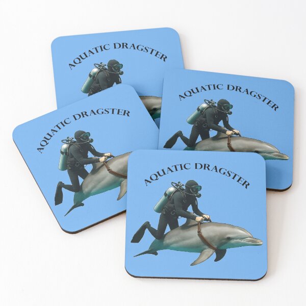 Item preview, Vintage SCUBA Diving Diver Riding a Large Smiling Dolphin URM designed and sold by urmaddad.