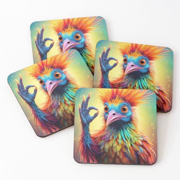 Item preview, Colorful bird with protruding feathers, OK hand signal designed and sold by angel-cat-22.