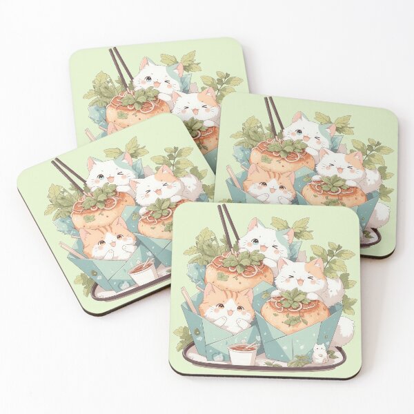 Item preview, Takoyaki Cats – Kawaii Japanese Street Food Sticker designed and sold by luminumance.