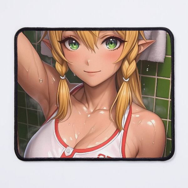 Item preview, Leafa Sword Art Online Anime Girl Wet Blonde Twin Braids Gym Shine designed and sold by bolleykoldl.