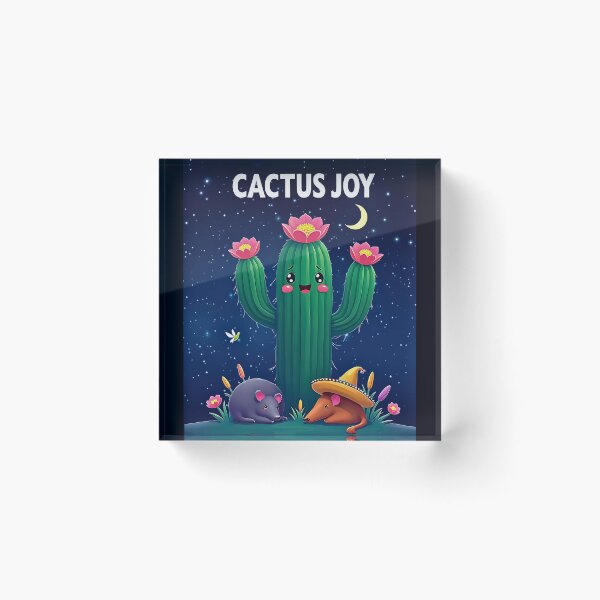 Item preview, Cactus Joy – Adorable Cartoon Desert Under Moonlight designed and sold by Taans-Creation.