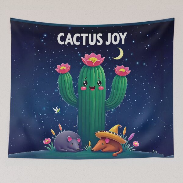 Item preview, Cactus Joy – Adorable Cartoon Desert Under Moonlight designed and sold by Taans-Creation.
