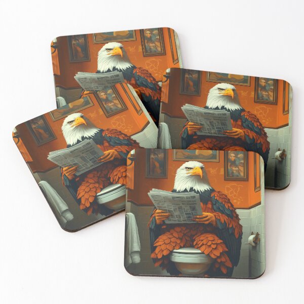 Item preview, Bald Eagle Reading Newspaper Vintage Orange Bathroom designed and sold by rivettlihuiq.