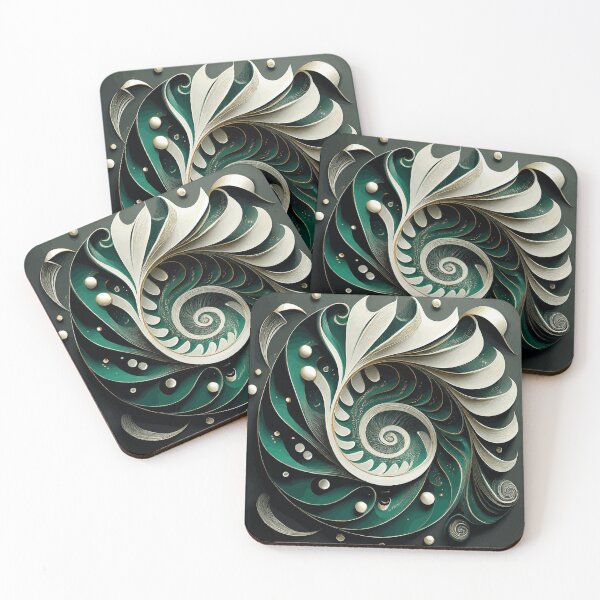 Item preview, Abstract Spiral  Green and White 176 designed and sold by Vicky Brago-Mitchell®.