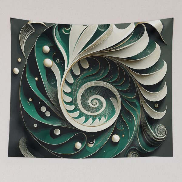 Item preview, Abstract Spiral  Green and White 176 designed and sold by Vicky Brago-Mitchell®.