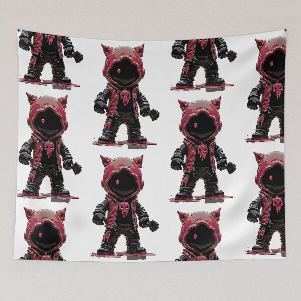 Item preview, Drip Skull Cat – Glossy Darkcore Character in Red & Black Streetwear designed and sold by Dark-Circuit-Haven.