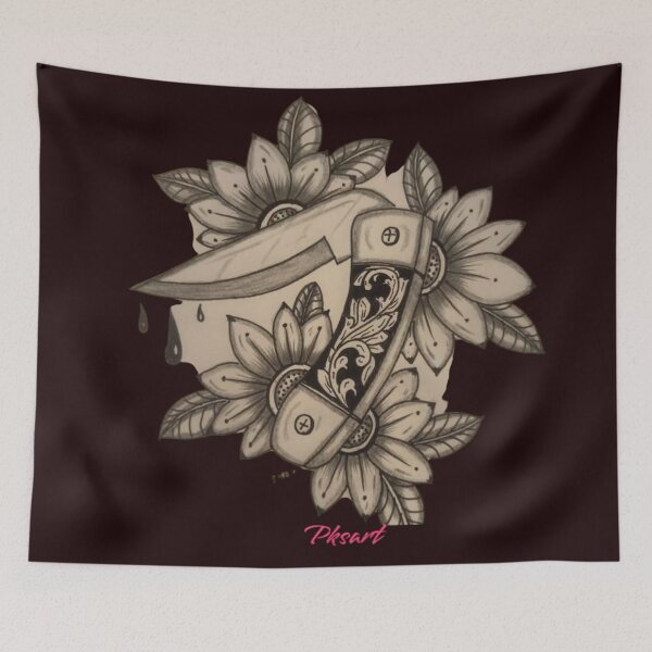 Item preview, traditional drawing knife with flowers  designed and sold by pksart1.