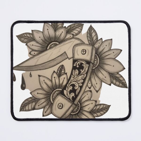 Item preview, traditional drawing knife with flowers designed and sold by pksart1.