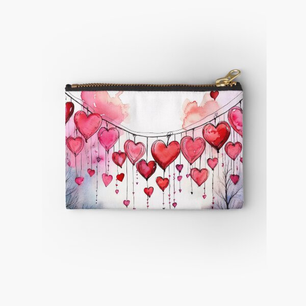 Item preview, A whimsical watercolor painting of a heart-shaped cluster of hearts hanging over a serene landscape designed and sold by homydesign.