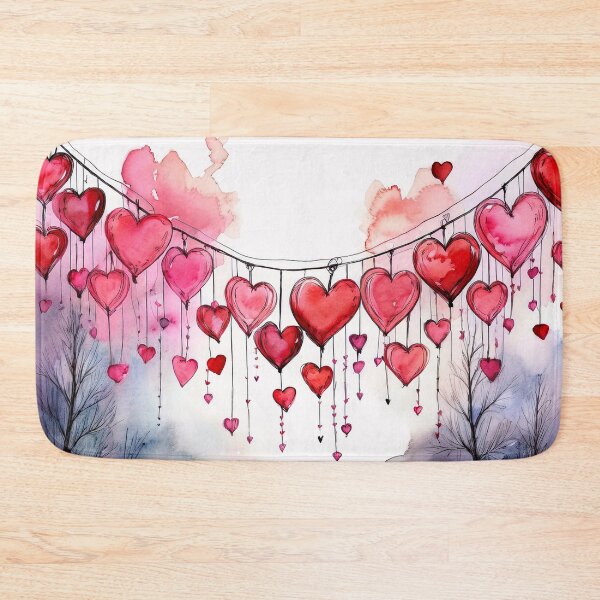 Item preview, A whimsical watercolor painting of a heart-shaped cluster of hearts hanging over a serene landscape designed and sold by homydesign.