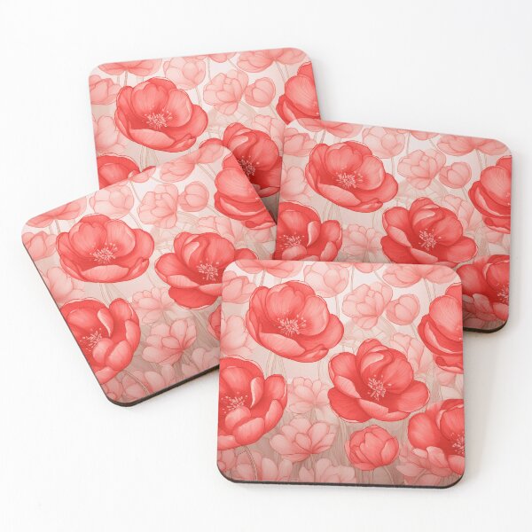 Item preview, A field of blooming red flowers with detailed petals and stamen designed and sold by homydesign.