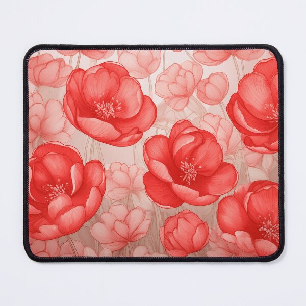 Item preview, A field of blooming red flowers with detailed petals and stamen designed and sold by homydesign.