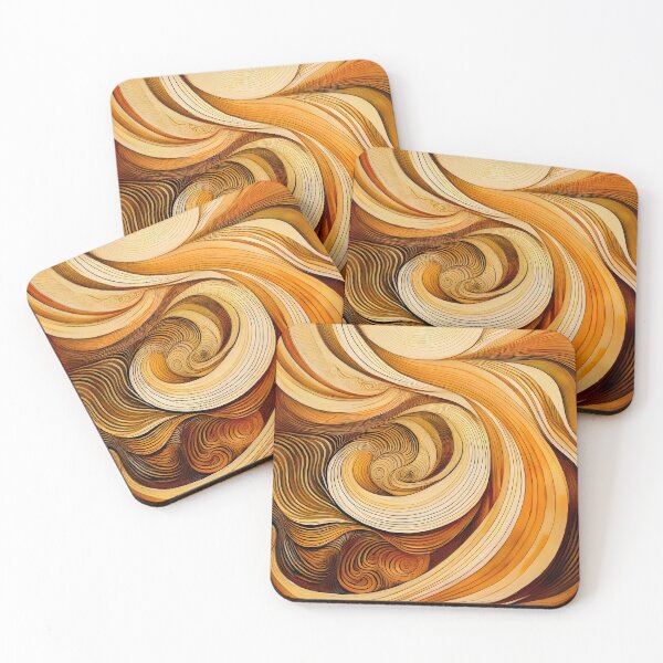Item preview, An abstract pattern features swirling organic lines and shapes in warm, earthy tones of orange, yellow, and brown designed and sold by homydesign.