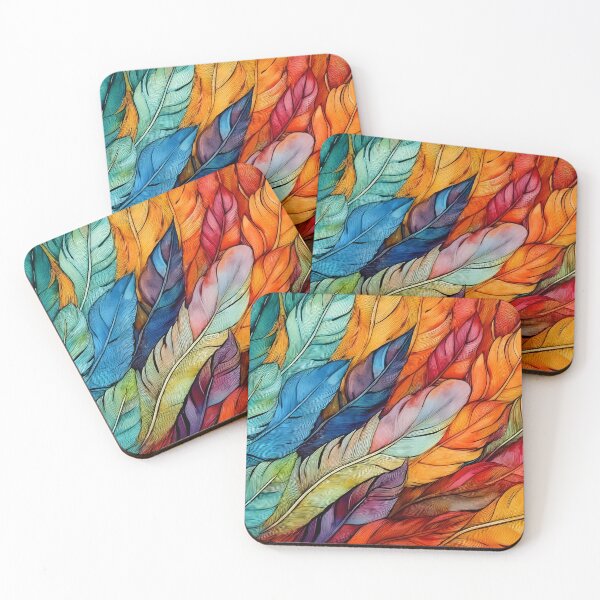 Item preview, Vibrant feathers in a kaleidoscope of colors, arranged in a textured pattern, creating a dynamic visual experience designed and sold by homydesign.