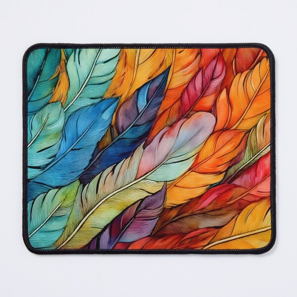 Item preview, Vibrant feathers in a kaleidoscope of colors, arranged in a textured pattern, creating a dynamic visual experience designed and sold by homydesign.