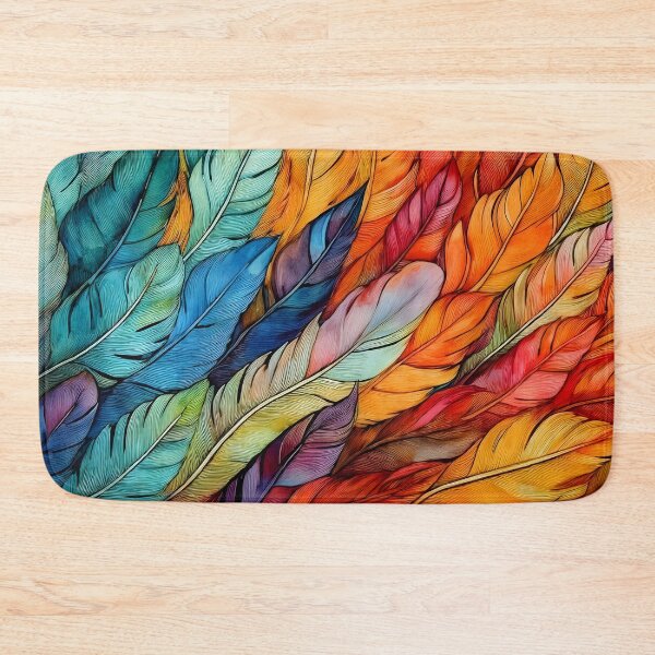 Item preview, Vibrant feathers in a kaleidoscope of colors, arranged in a textured pattern, creating a dynamic visual experience designed and sold by homydesign.