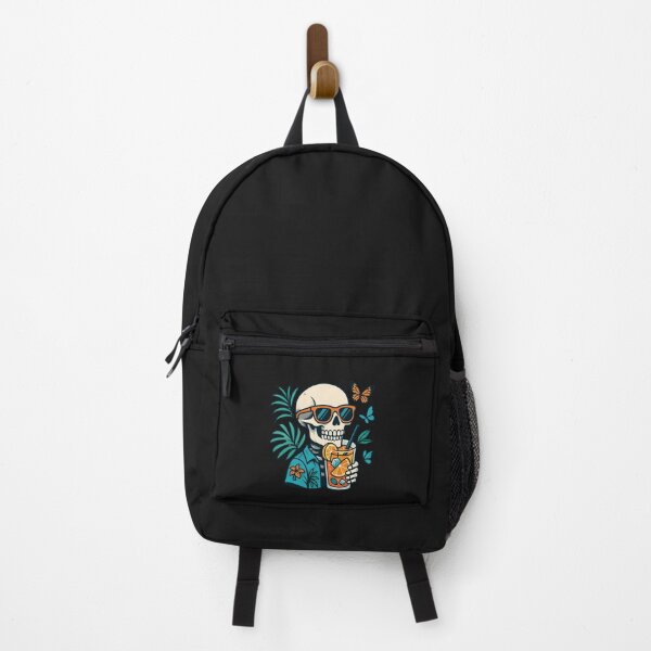 Item preview, "Cool Skull with Retro Sunglasses & Tropical Summer Drink – Beach Vibe Art" designed and sold by ColorSplash123.