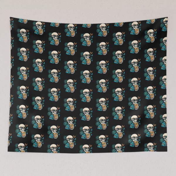 Item preview, "Cool Skull with Retro Sunglasses & Tropical Summer Drink – Beach Vibe Art" designed and sold by ColorSplash123.