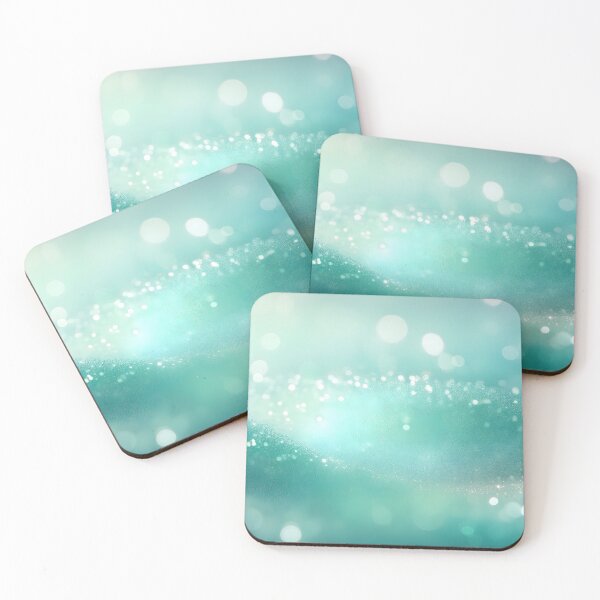 Item preview, A serene, abstract background with soft teal hues, shimmering particles, and blurred bokeh lights, creating a dreamlike atmosphere designed and sold by homydesign.