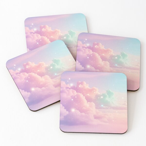 Item preview, Soft pastel clouds in pink, purple, and blue hues float gently, sprinkled with tiny sparkles that add a touch of magic to the serene scene designed and sold by homydesign.
